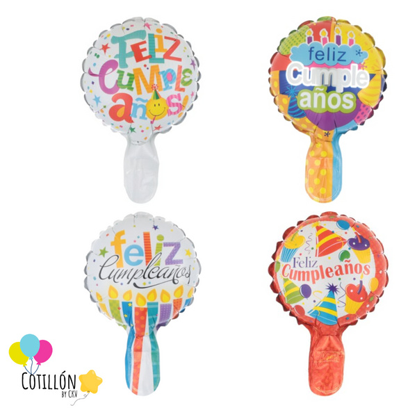 Globo Metalizado Feliz Cumpleaños  5" x 4 Unidades