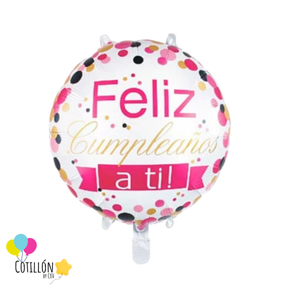 Globo Metalizado Feliz Cumpleaños Rosa