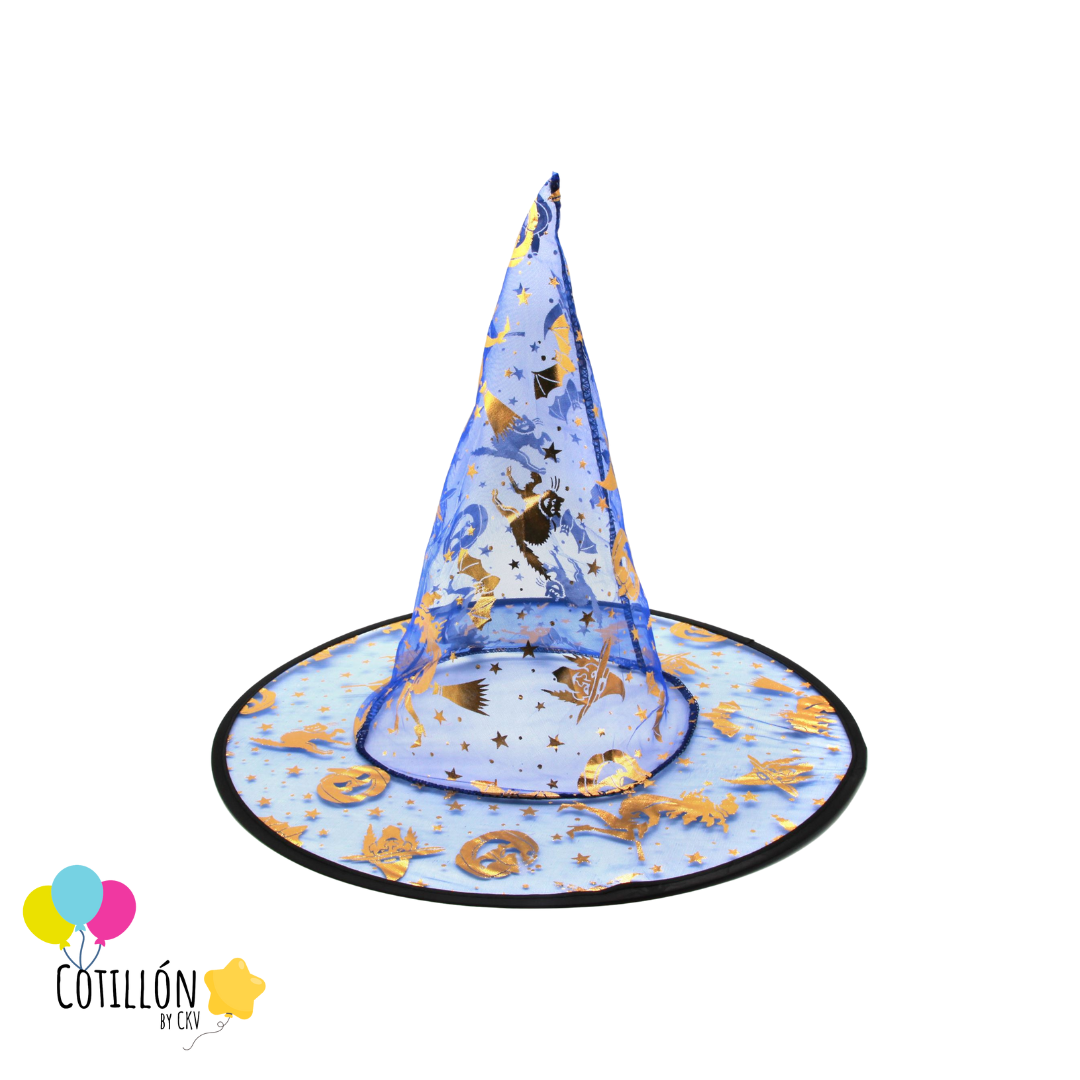 Sombrero Bruja Azul Transparente